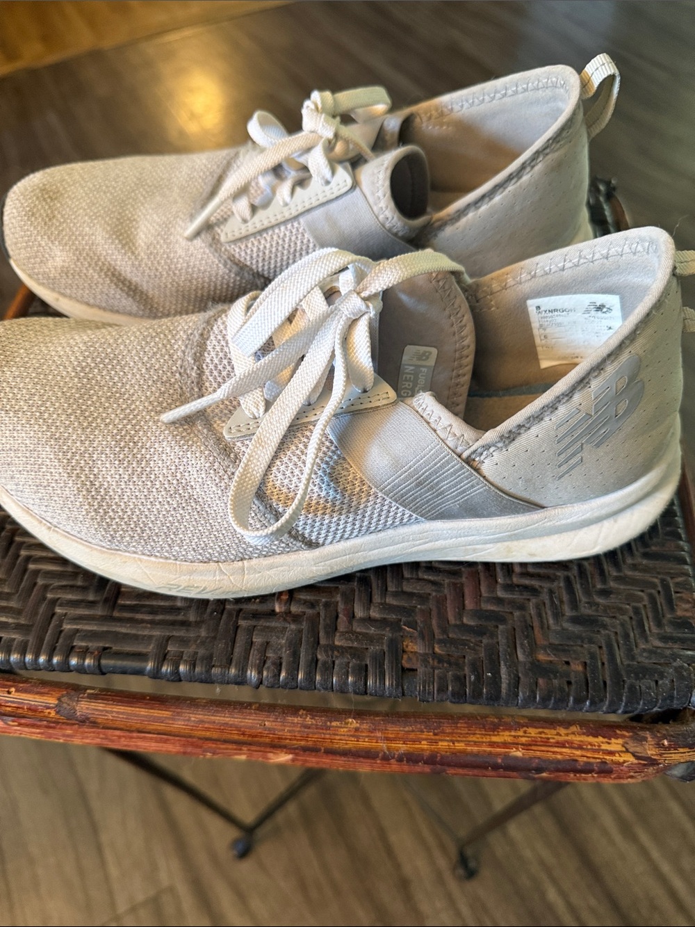 New Balance Women's Light Gray Lace-Up Knit Sneakers